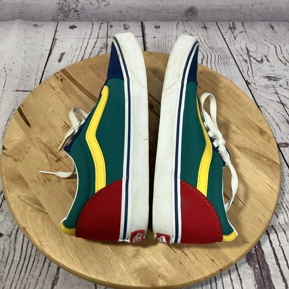 Vans Old Skool Multicolor Skate Shoes Blue Green Yellow Women‎ Size 8.5